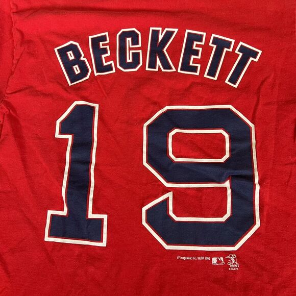 Boston Red Sox T-shirt Men’s Small 19 Joshua Beckett 2006 Red Baseball Delta Tag - Picture 6 of 8